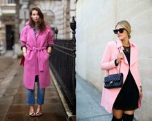 с чем носить розовое пальто
