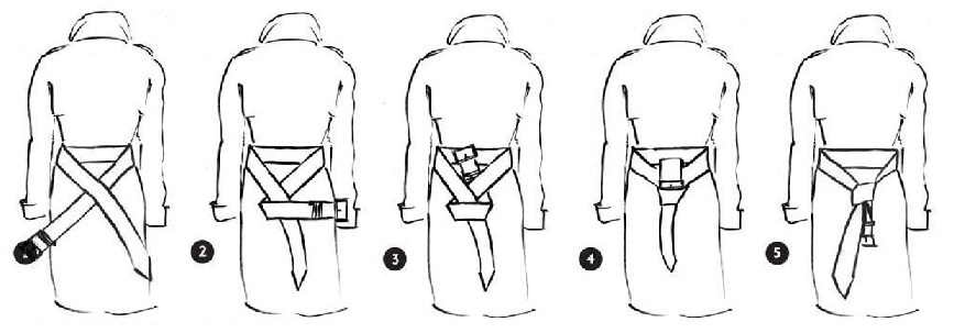 Завязывание пояса на пальто