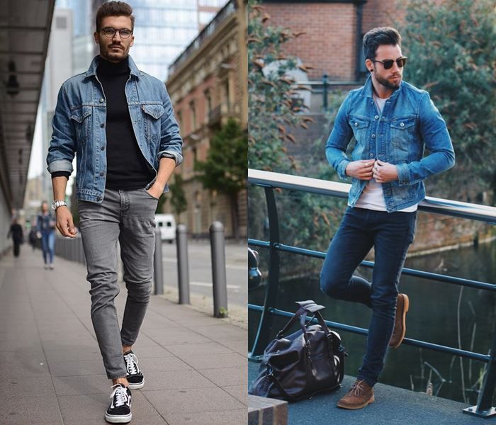 С чем носить джинсовую куртку мужчинам: сезонность, цвет, фасон, обувь и аксессуары; распространенные ошибки