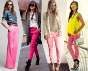 розовые брюки в разных образах