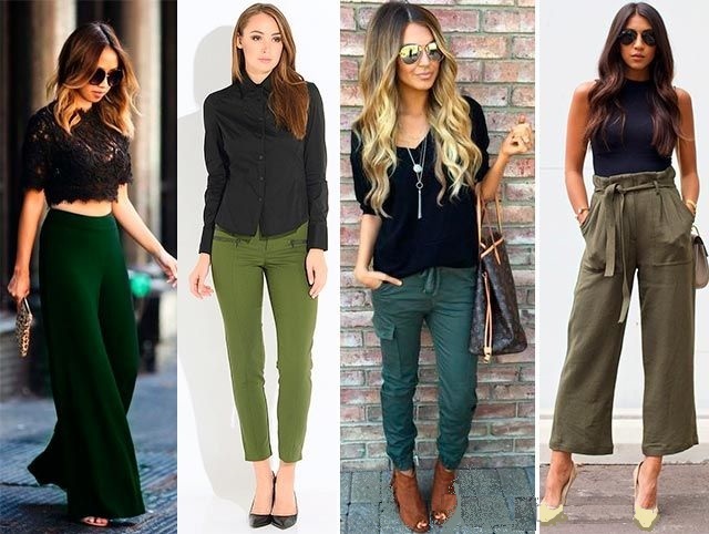 С чем сочетать зеленые брюки