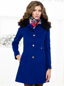 Женское синее пальто