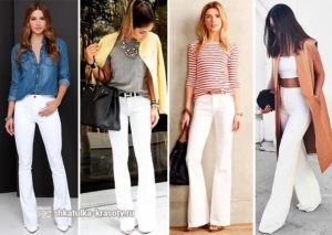 С чем носить белые брюки: широкие, клеш, в полоску