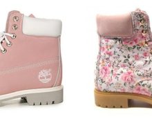 розовые ботинки в цветочек
