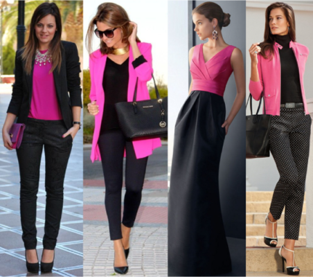 Сочетание розового и чёрного в одежде — основные правила