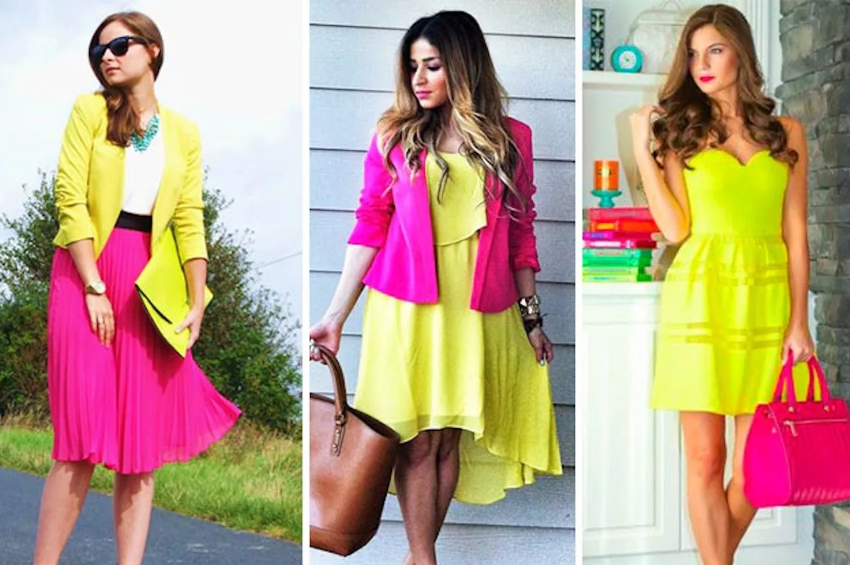 Правильное сочетание цветов розового и желтого в женской одежде: кому идут?