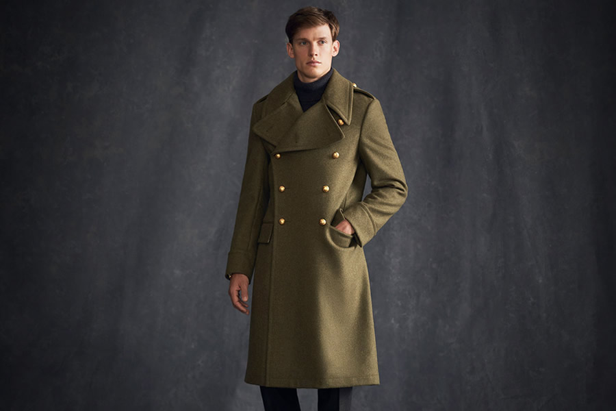 мужское военное пальто